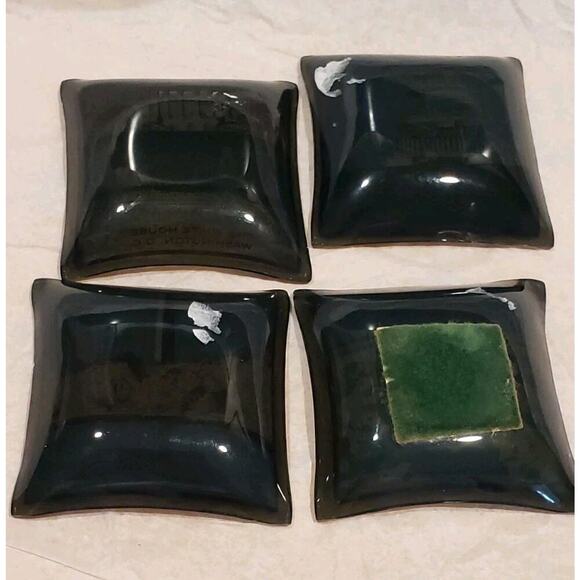 Vintage Washington DC Souvenir Mini Smoked Glass Trays Trinket Dish Set 4 - Picture 7 of 8